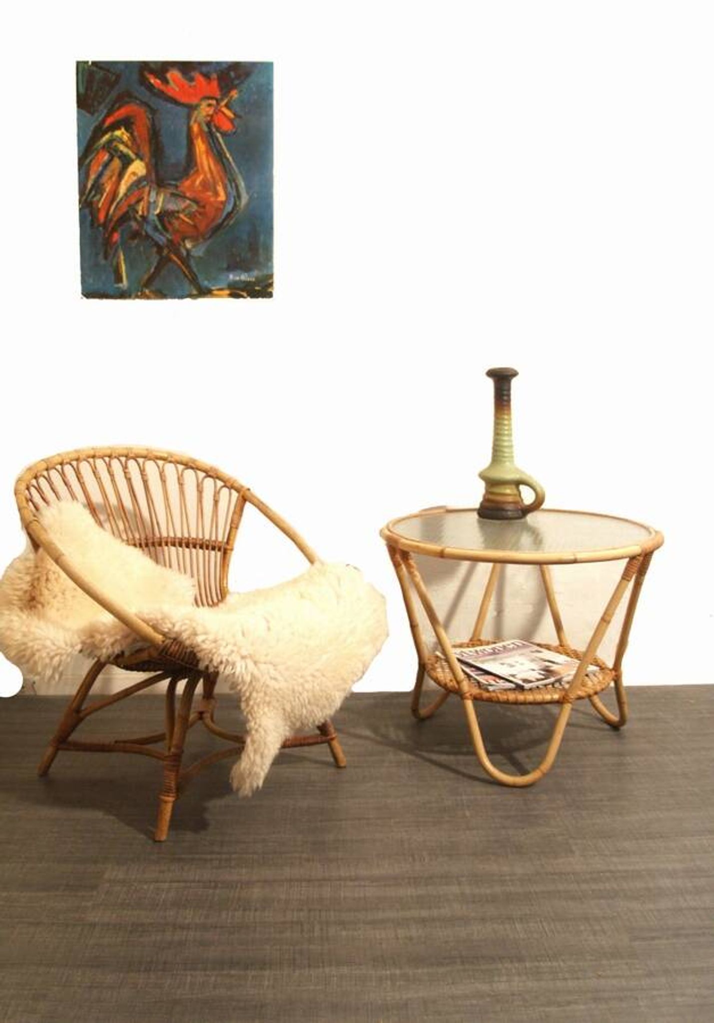 Rohe Noordwolde (Dutch design) vintage rattan armchair from the 1960s