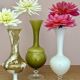 Set of 3 vintage glass and opaline vases