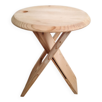 TS folding stool solid pine Roger Tallon style 70s'
