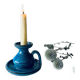 Candle holder in enamelled and signed stoneware
