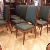 Set of 12 high quality mahogany and skai chairs 1940-1950