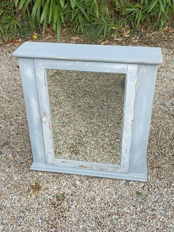 Solid gray wood cabinet with mirror door