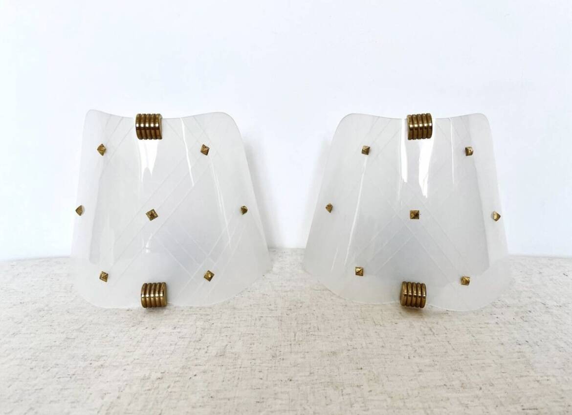 Pair of Plexiglas wall lights, 1960s