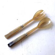 Salad cutlery box in vintage blond horn 30/40 France