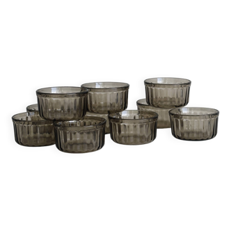 10 smoked glass ramekins