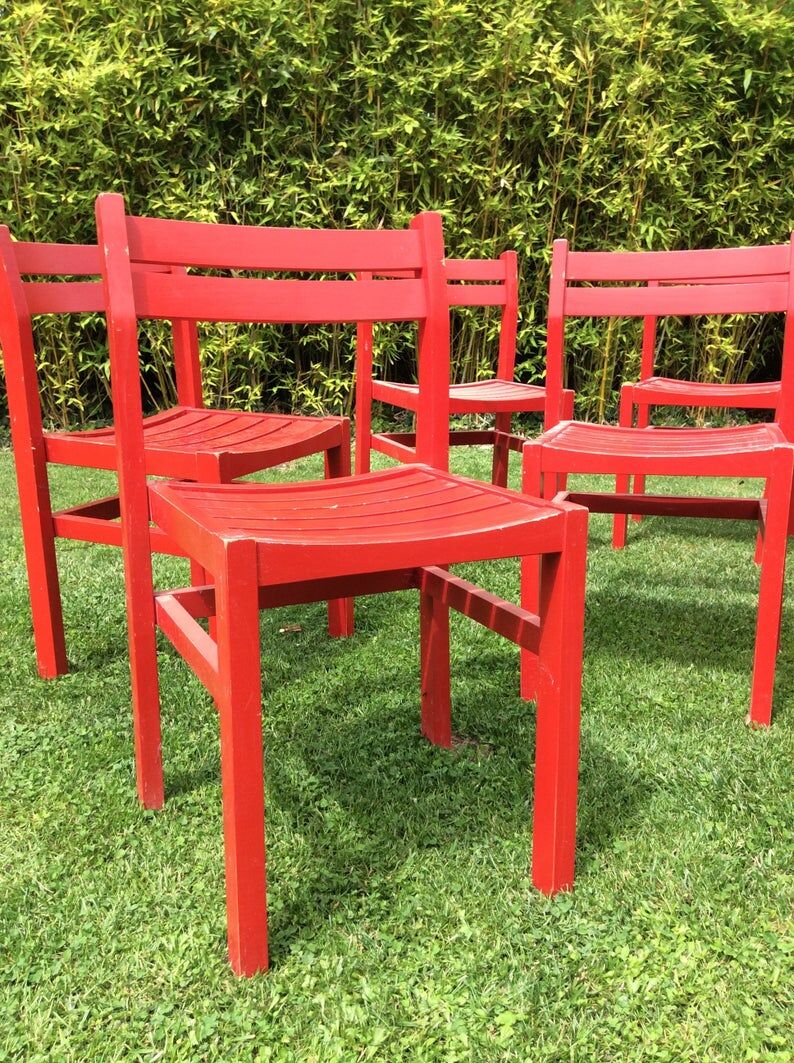 Set of 10 vintage wooden chairs