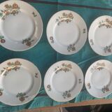 6 small old porcelain plates, floral pattern