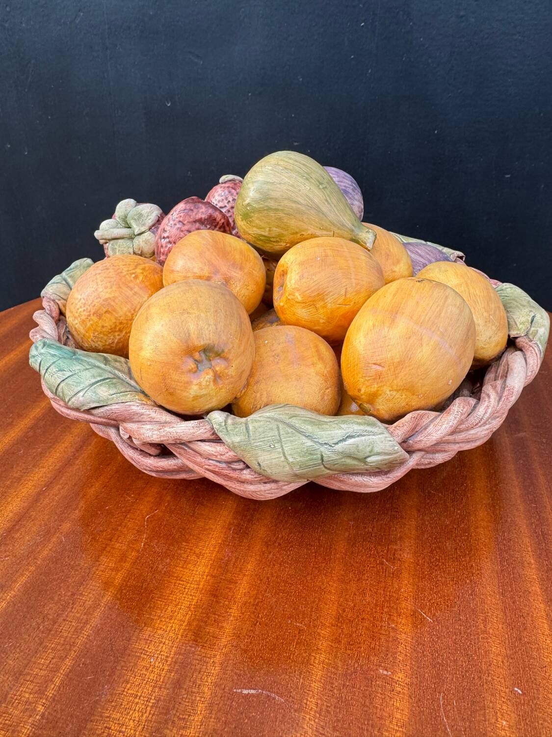 Fruit basket trompe l'œil Portugal 1970s