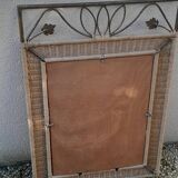 Miroir en rotin et fer forgé vintage