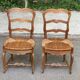 2 chaises bois massif chêne sculpté et paille Louis XV
