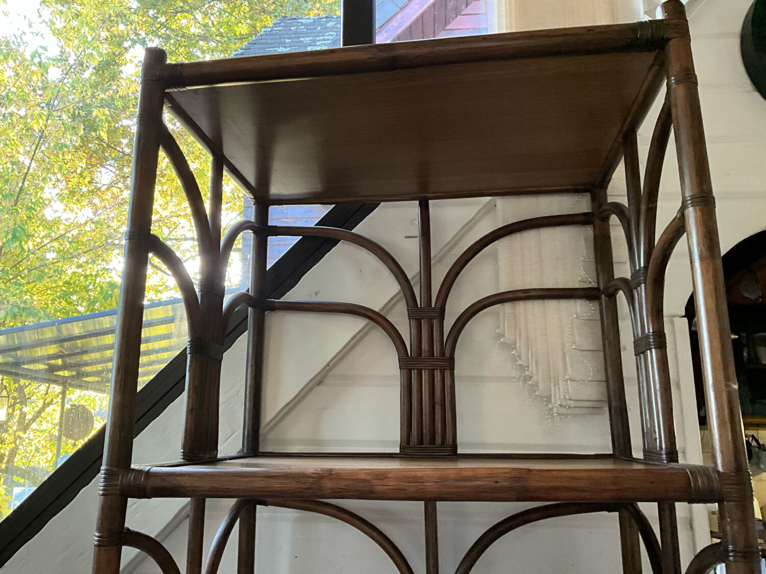 Vintage rattan bookcase from the 70s