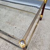 Gold glass coffee table with tobacco-colored legs, 1970s design