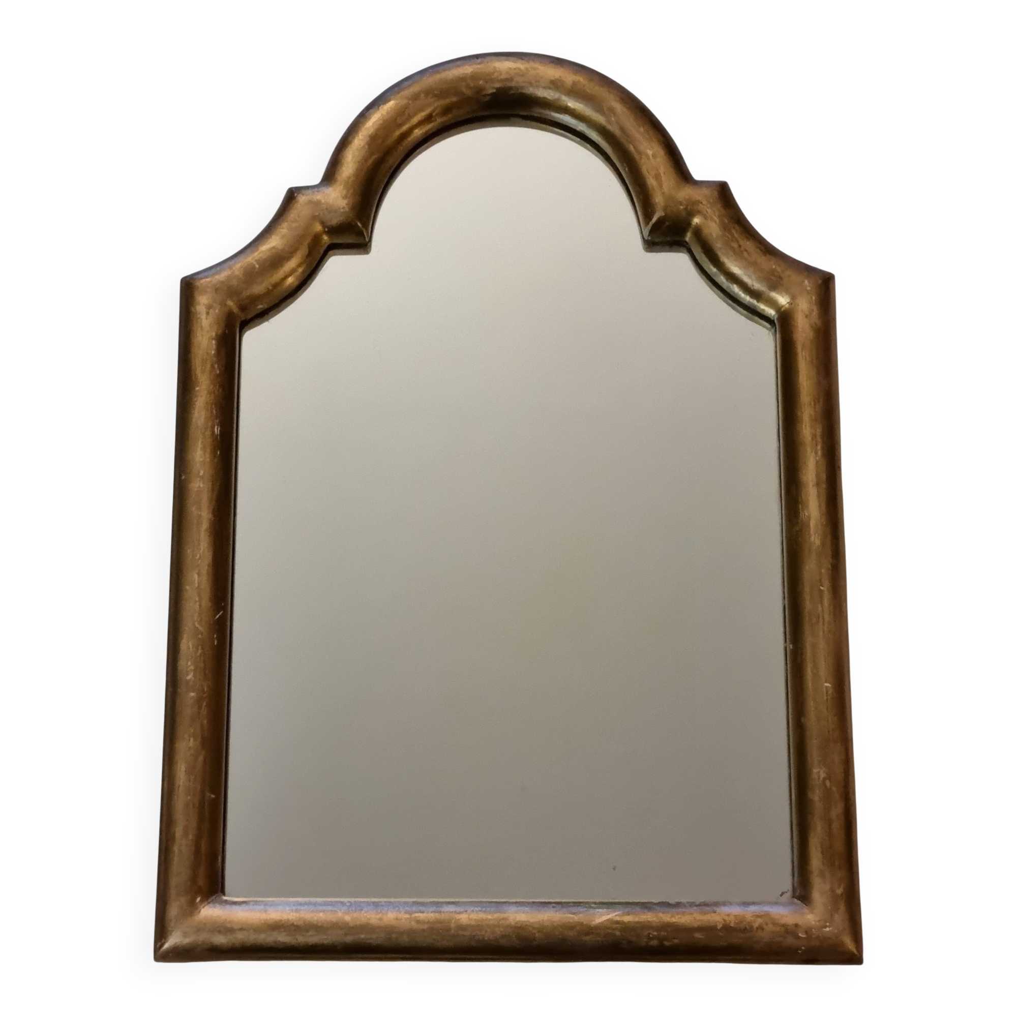 Wall mirror with a curved pediment in gilded wood, Louis-Philippe style, 44x30 cm
