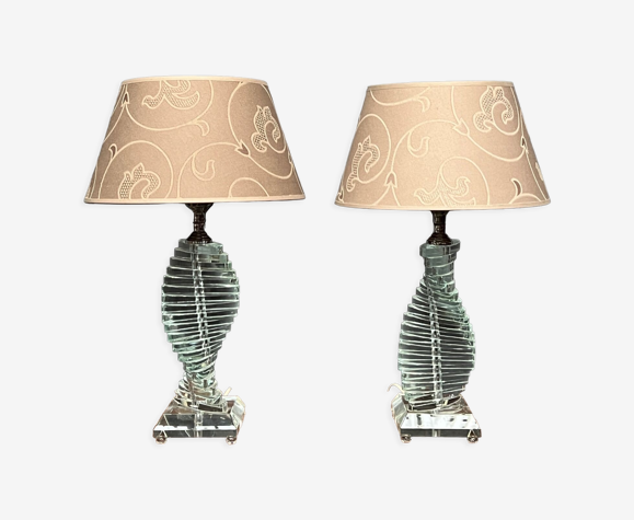 Paire de lampes, cristal massif