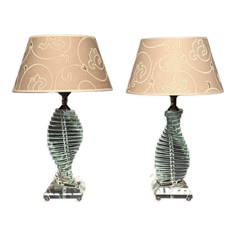 Paire de lampes, cristal massif