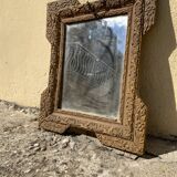 Miroir ancien bois doré sculpté format à suspendre