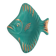 Plat Magdalithe en céramique en forme de poisson turquoise et doré des années 1950