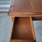 Louis Philippe style center-middle minister's desk in wood and leather