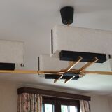 Arlus chandelier 4x2 brass lights prespex 1950/1960 vintage