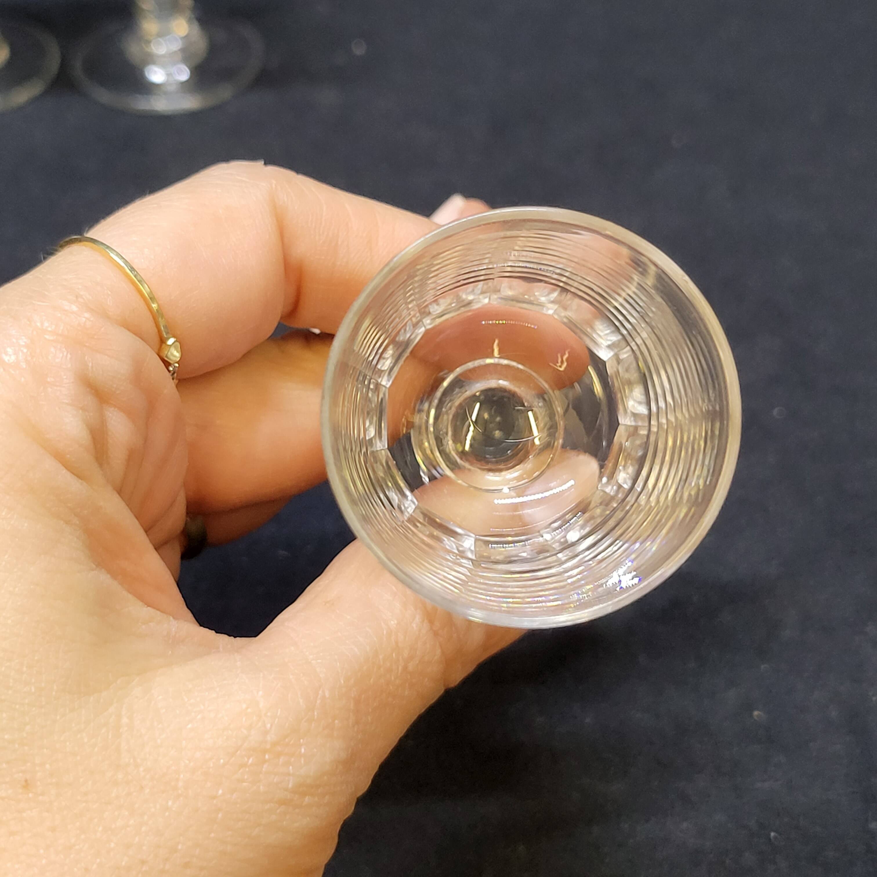 6 old cut glass liqueur glasses mirabeau model