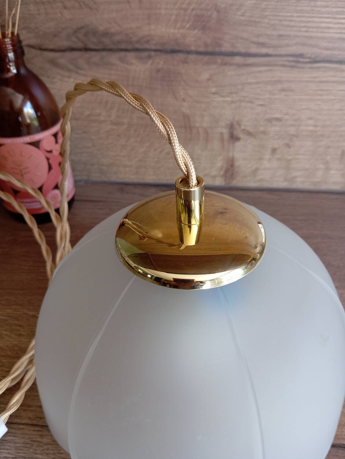 Lampe baladeuse verre dépoli blanc, vintage