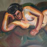 Tableau hsp "la songeuse" nue d'andré claudot (1892-1982) avec cadre
