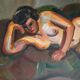 Tableau hsp "la songeuse" nue d'andré claudot (1892-1982) avec cadre