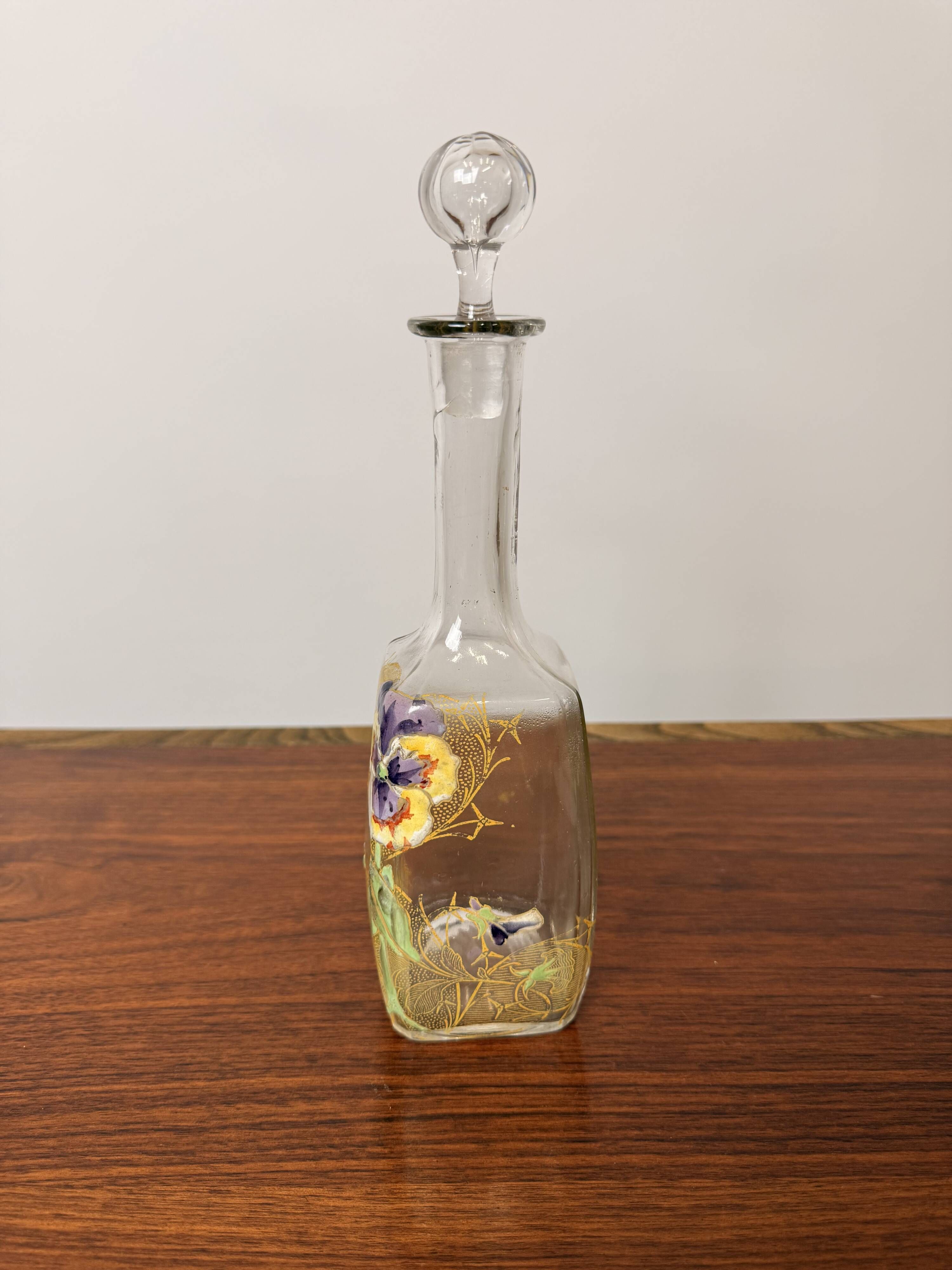 Antique Legras Carafe – Enamelled glass with floral decoration - Art Nouveau