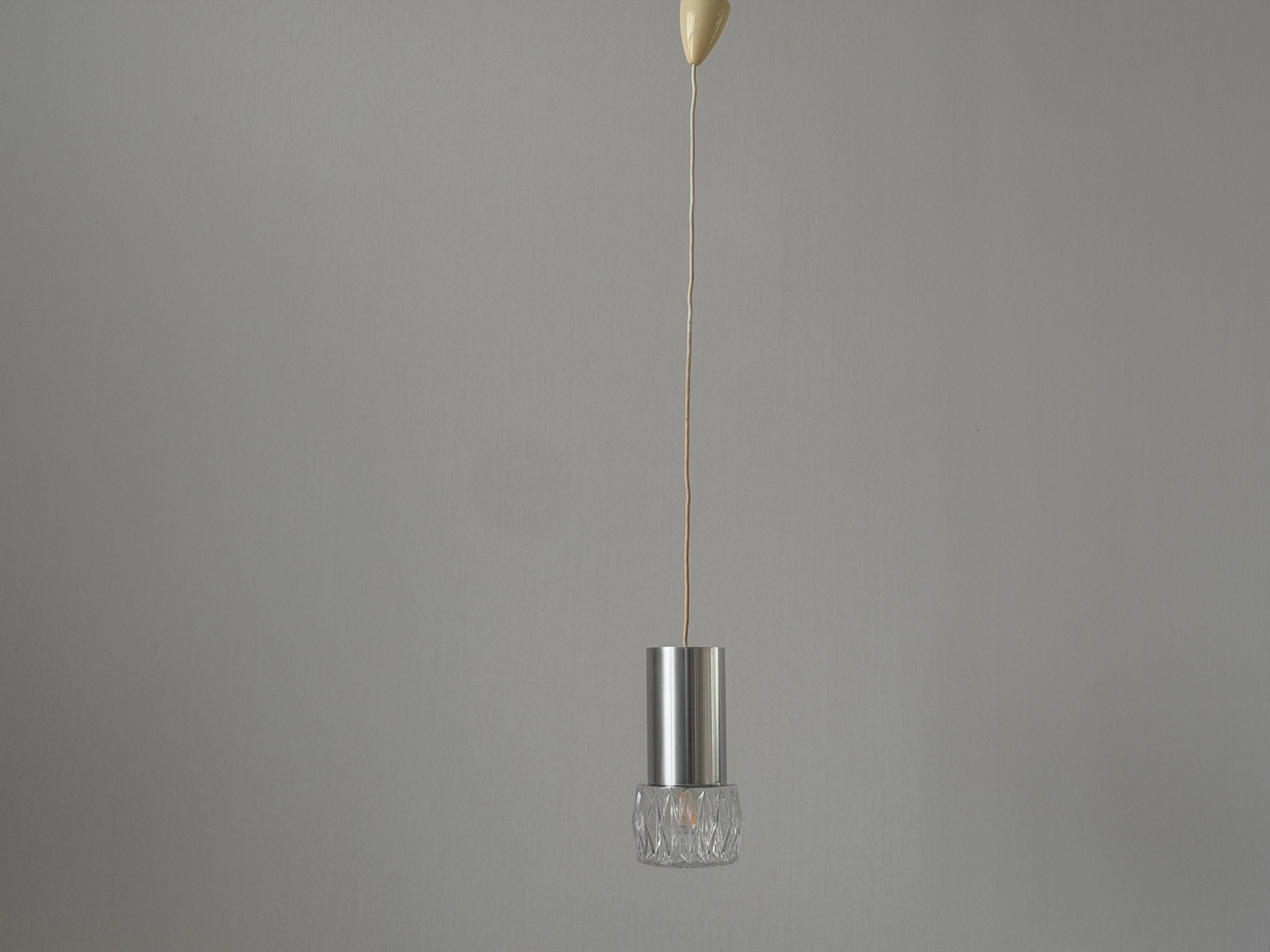Glass ceiling light with a metal frame, 1960s, Germany