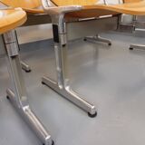 Suite of 4 vintage Giancarlo Piretti benches for Castelli in wood and aluminum