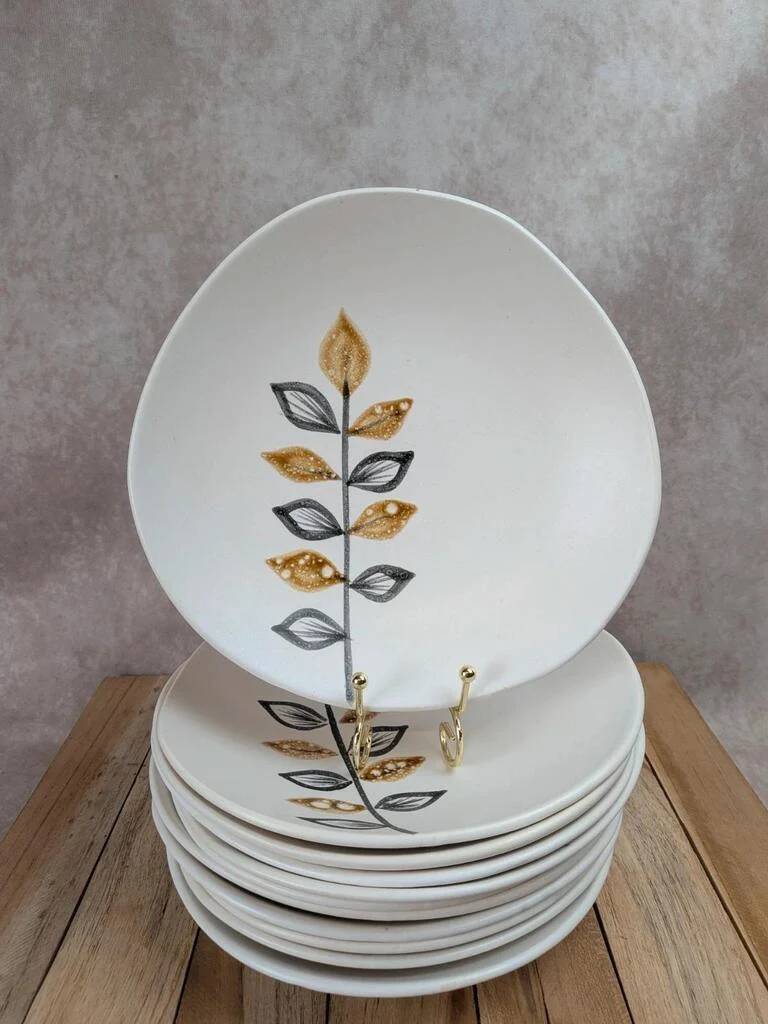 Set of 11 vintage dessert plates from Niderviller – 1970s – Capron Vallauris style