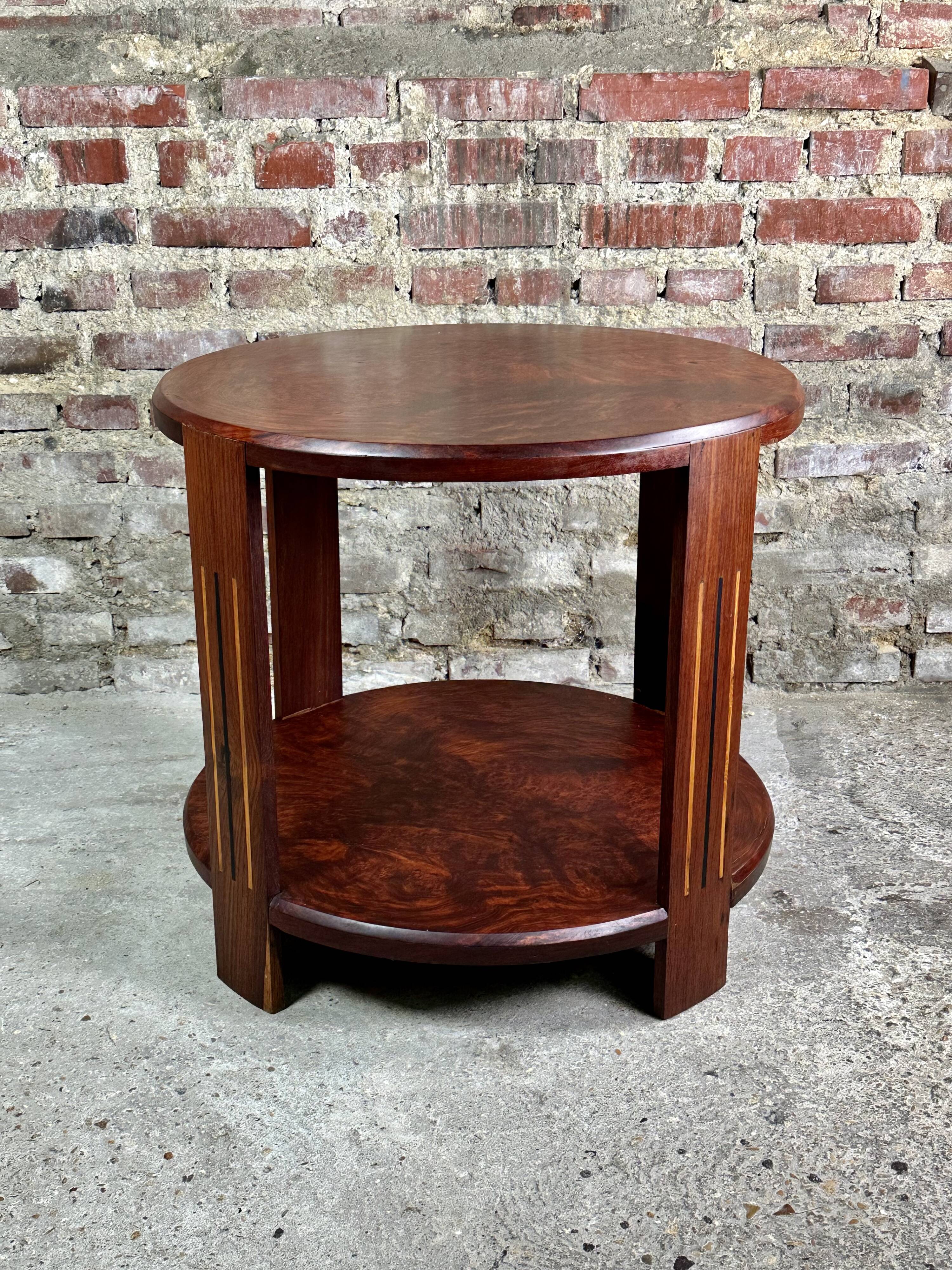 Art Deco side table / pedestal table in Rio rosewood
