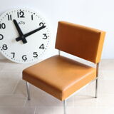 Modernist armchair in chromed metal and imitation leather, 50s/60s