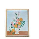 Vintage floral table and framed - Colourful bouquet