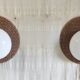 Wooden design wall lights and opaline globe - mid 20th century.