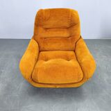 Pair of Italian Space Age Lounge Chairs, Orange Upholstery, 1970s