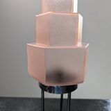 Vintage Skyscraper ceiling light, pink glass table lamp, Bauhaus Art.