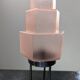 Vintage Skyscraper ceiling light, pink glass table lamp, Bauhaus Art.