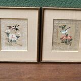 Pair of paintings on silk, China, trendy birds