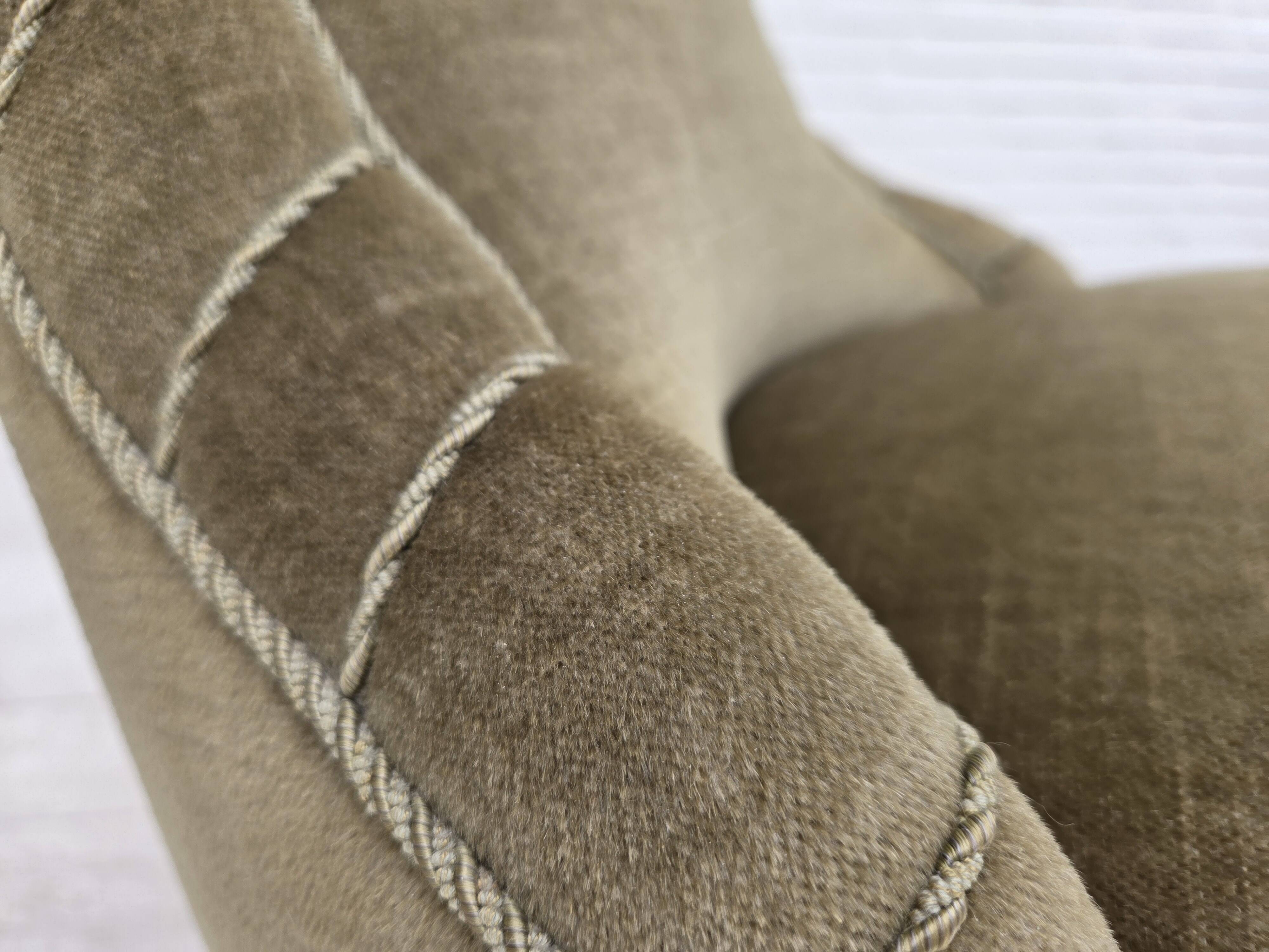 1960s, Danish easy chair, original green furniture velour.