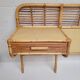 Rattan headboard with vintage bedside tables 1960