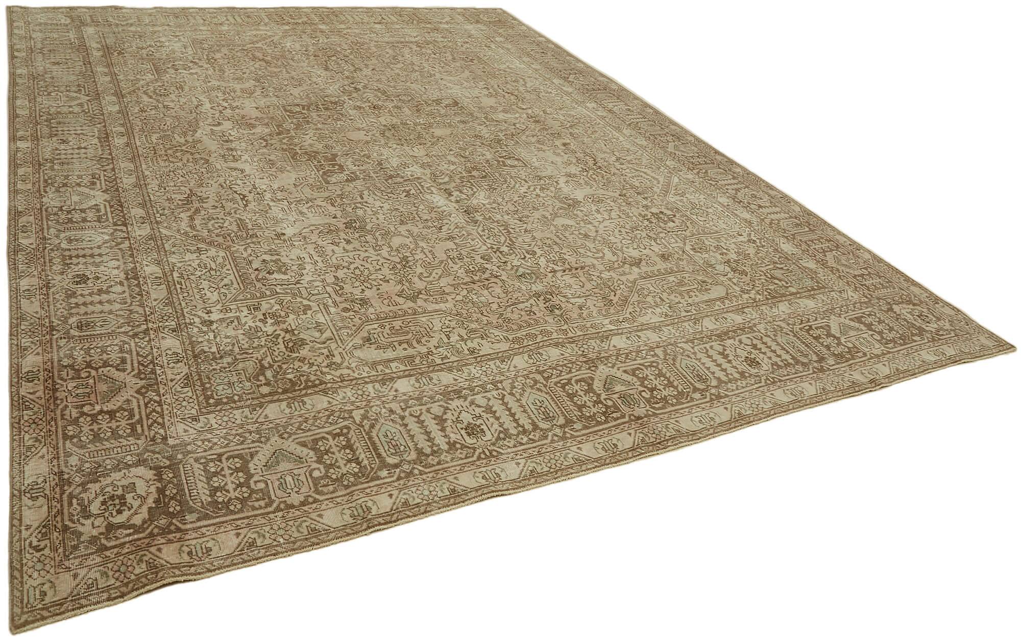 Handmade Turkish Wool Carpet 1980s 293 cm x 386 cm Beige