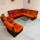 Canapé d angle vintage modulable orange design années 70 pop 