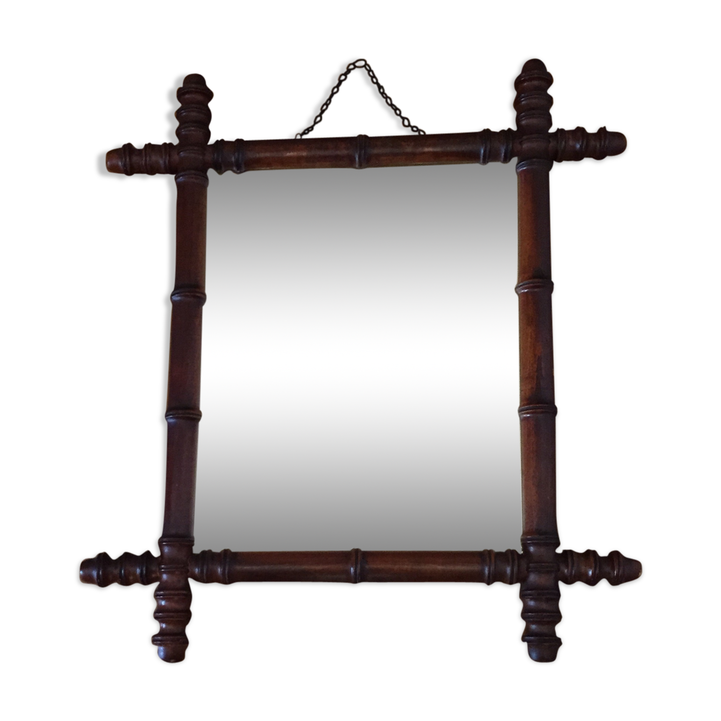 Wooden mirror frame imitation bamboo 49 x 42 cm