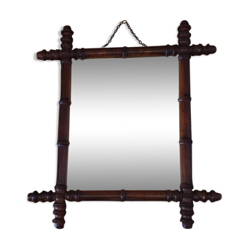 Miroir en bois cadre imitation bambou 49 x 42 cm