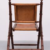 Campaign Cognac Leather Officers folding chair 1950s