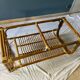 Vintage rattan and glass coffee table