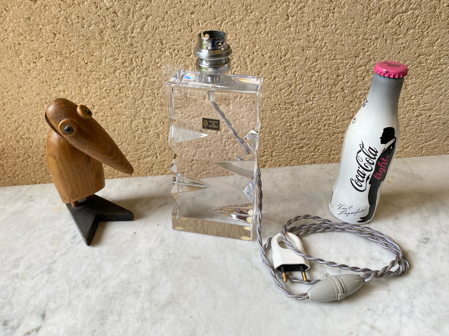 Vintage Sèvres crystal lamp base, Bauhaus/Art Deco design