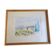 Tableau Paysage du Roussillon à l'aquarelle signé.
