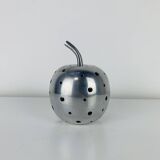Aluminium apple sculpture, 1970s, candle holder